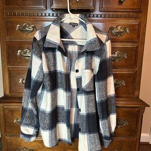 Plaid Women's Jacket - Black and White